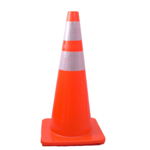 Cono de Seguridad Naranja de 28 pulgadas 70cm con cintas Reflectivas Minero