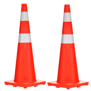 Cono de Seguridad Naranja de 36 pulgadas 90cm con cintas Reflectivas Minero